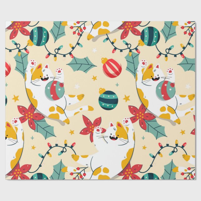 White Cats Wrapping Paper (Flat)
