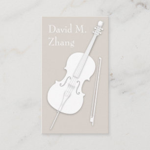 White Cello & Bow Simply Elegant String Player Business Card