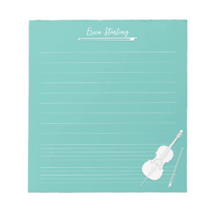 White Cello Personalised Music Lesson Aqua Notepad