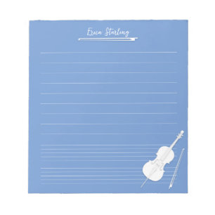 White Cello Personalised Music Lesson Dusky Blue Notepad