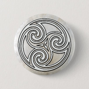 White Celtic Irish Knot Triskelion Marble Button