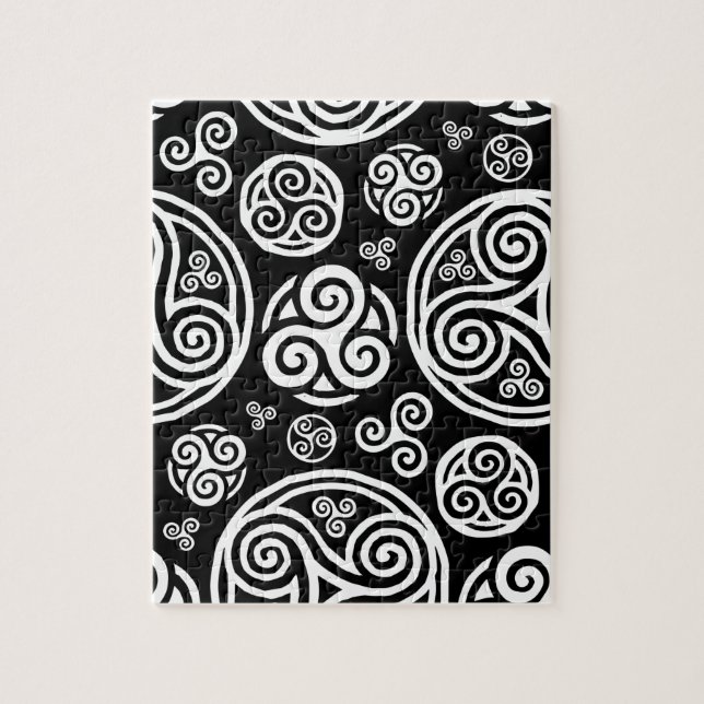 White celtic triskels on black jigsaw puzzle (Vertical)