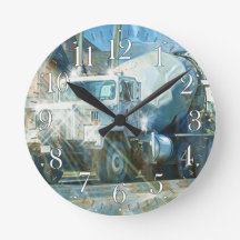 White Cement Truck Wall Clock