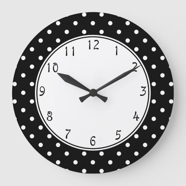 White center circle Small White Polka dots black b Large Clock (Front)