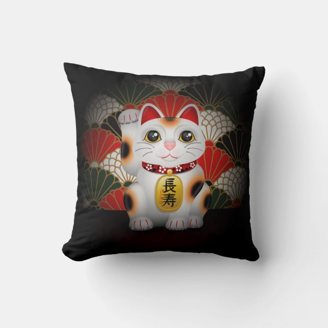 White Ceramic Maneki Neko Cushion (Front)
