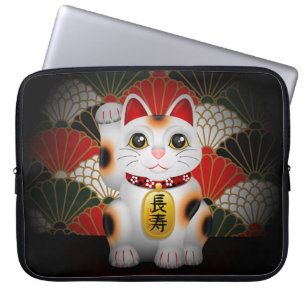 White Ceramic Maneki Neko Laptop Sleeve
