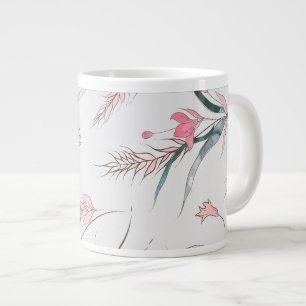 White ceramic mug featuring a delicate floral