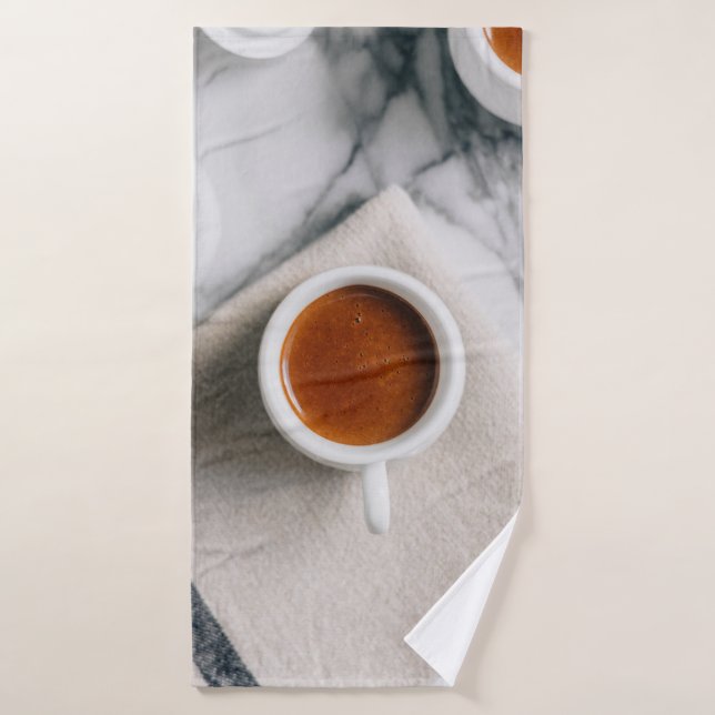 WHITE CERAMIC TEACUP FILLED WITH RED LIQUID BATH TOWEL (Bath Towel)