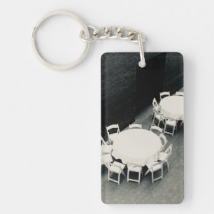 White Chairs and Tables Photo Key Ring