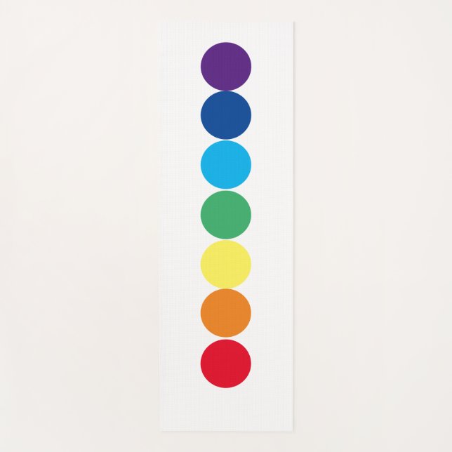 White Chakra Rainbow Dot Yoga Mat (Front)