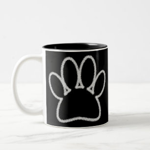 White Chalk Line Dog Paw Print Two-Tone Coffee Mug