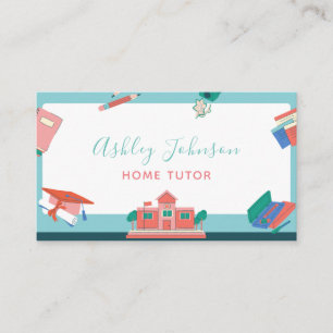 White Chalkboard Blackboard Home Tutor Teacher     Business Card