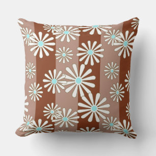 White chamomile flowers on striped background brow cushion