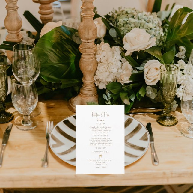 White Champagne Toast Engagement Party  Menu (Creator Uploaded)