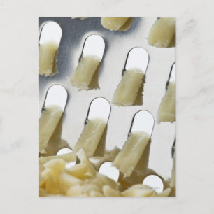 white cheese, cheddar, stainless cheese grater postcard