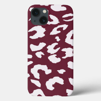 WHITE CHEETAH PRINT PHONE CASE - BURGUNDY BACKGROU
