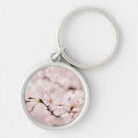 White Cherry Blossom Bokeh Keychain