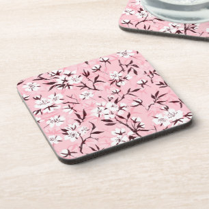 White cherry blossom coaster