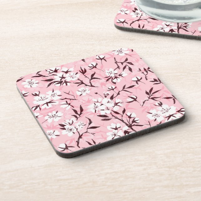 White cherry blossom coaster (Left Side)