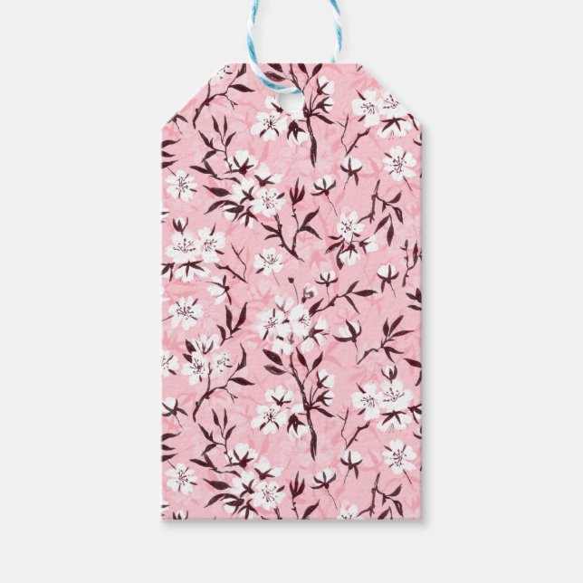 White cherry blossom gift tags (Front)
