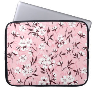 White cherry blossom laptop sleeve