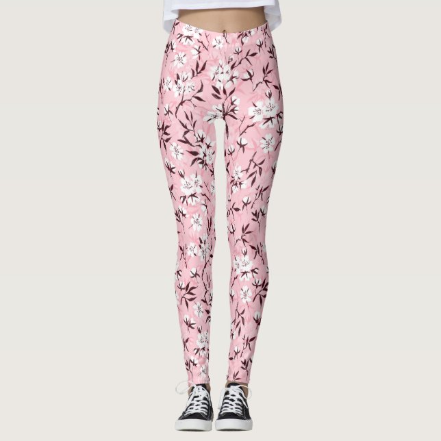 White cherry blossom leggings (Front)