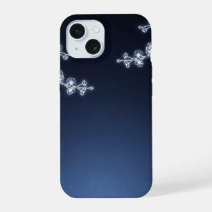 White Cherry Blossom Navy Background iPhone 15 Case