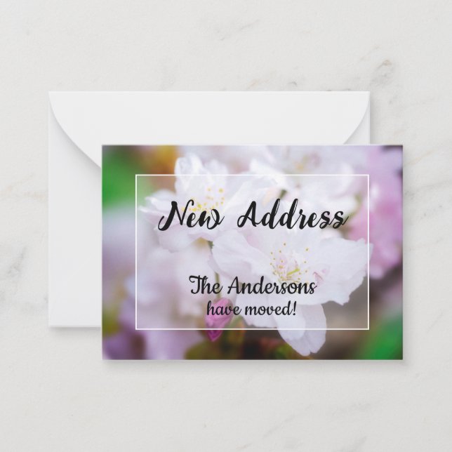 White Cherry Blossom New Address Announcement (Front)
