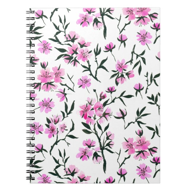 White cherry blossom on white notebook (Front)