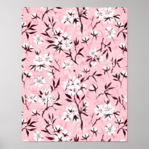 White cherry blossom poster