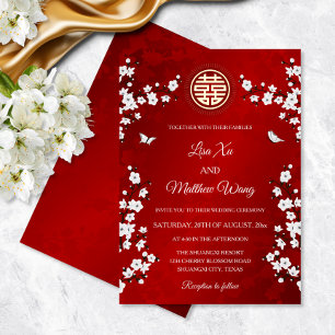 White Cherry Blossom   Red Chinese Wedding