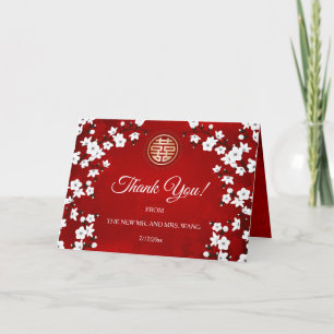 White Cherry Blossom Red Chinese Wedding Thank You