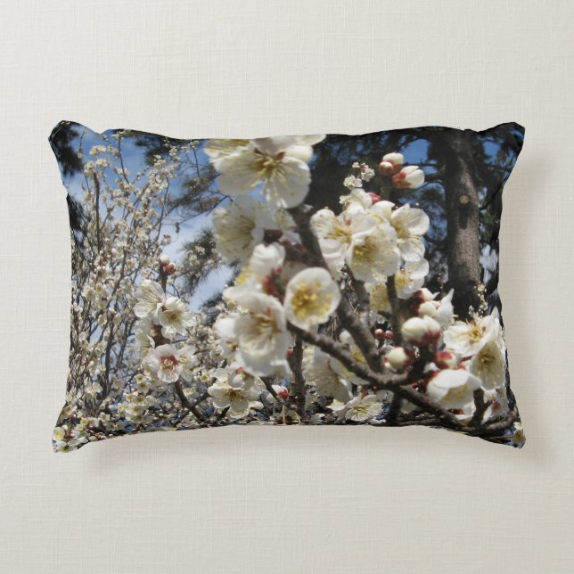 White Cherry Blossom / Sakura / サクラ（桜） Decorative Cushion (Front)
