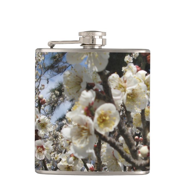 White Cherry Blossom / Sakura / サクラ（桜） Hip Flask (Front)