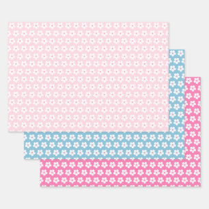White Cherry Blossom Wrapping Paper Sheet