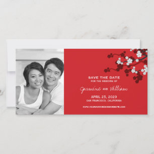 White Cherry Blossoms Asian Sakura Flowers Photo Save The Date