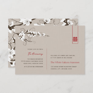 White Cherry Blossoms Asian Wedding Reception Invitation