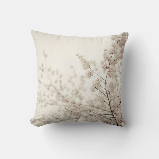 White Cherry Blossoms - Central Park Spring Cushion (Front)