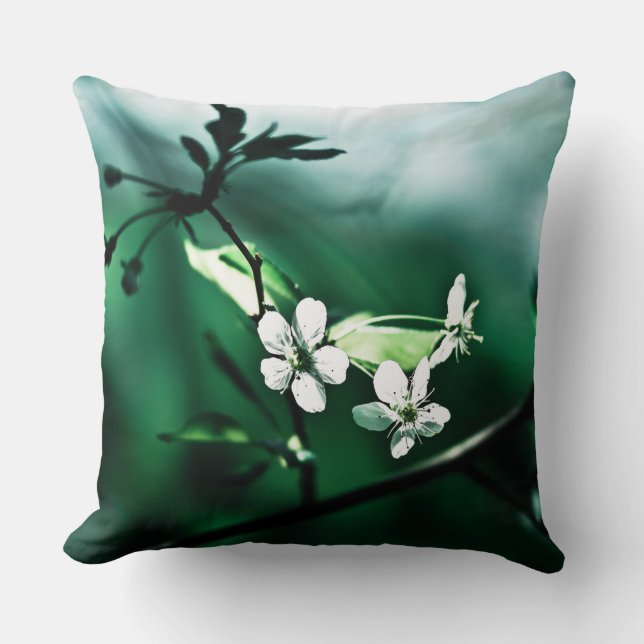 White Cherry Blossoms Cushion (Front)