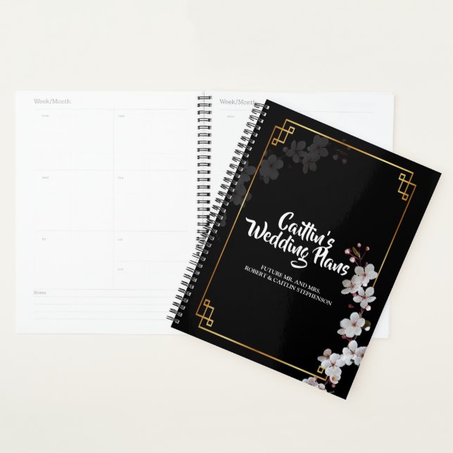 white Cherry Blossoms &golden Fram Wedding planner (Display)