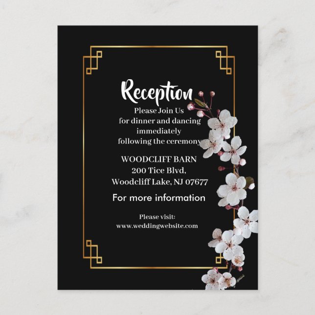 white Cherry Blossoms &golden Frame Announcement Postcard (Front)