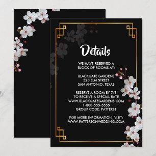 white Cherry Blossoms &golden Frame Enclosure Invitation