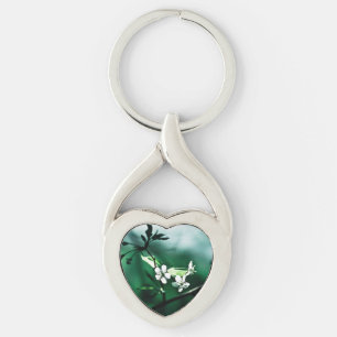 White Cherry Blossoms Key Ring
