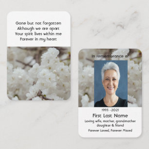 White Cherry Blossoms Memorial Pocket Keepsake Business Card