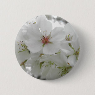 White Cherry Blossoms Photo 6 Cm Round Badge