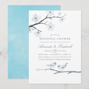 White Cherry Blossoms Wedding Shower Invitation