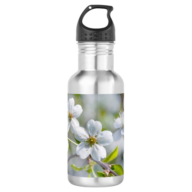 White Cherry Flower 532 Ml Water Bottle (Front)