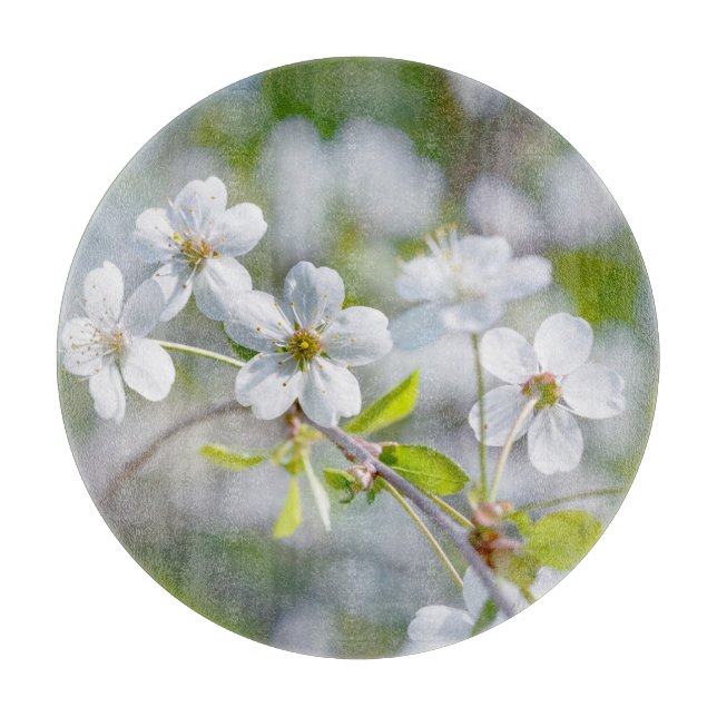 White Cherry Flower Cutting Board (Front)