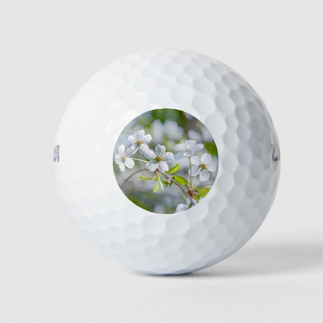 White Cherry Flower Golf Balls (Front)