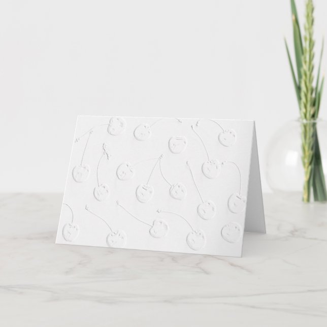 White cherrys on white paper - simple card  (Front)